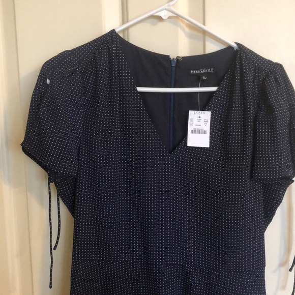 Navy polka dot J Crew dress - Picture 2 of 4